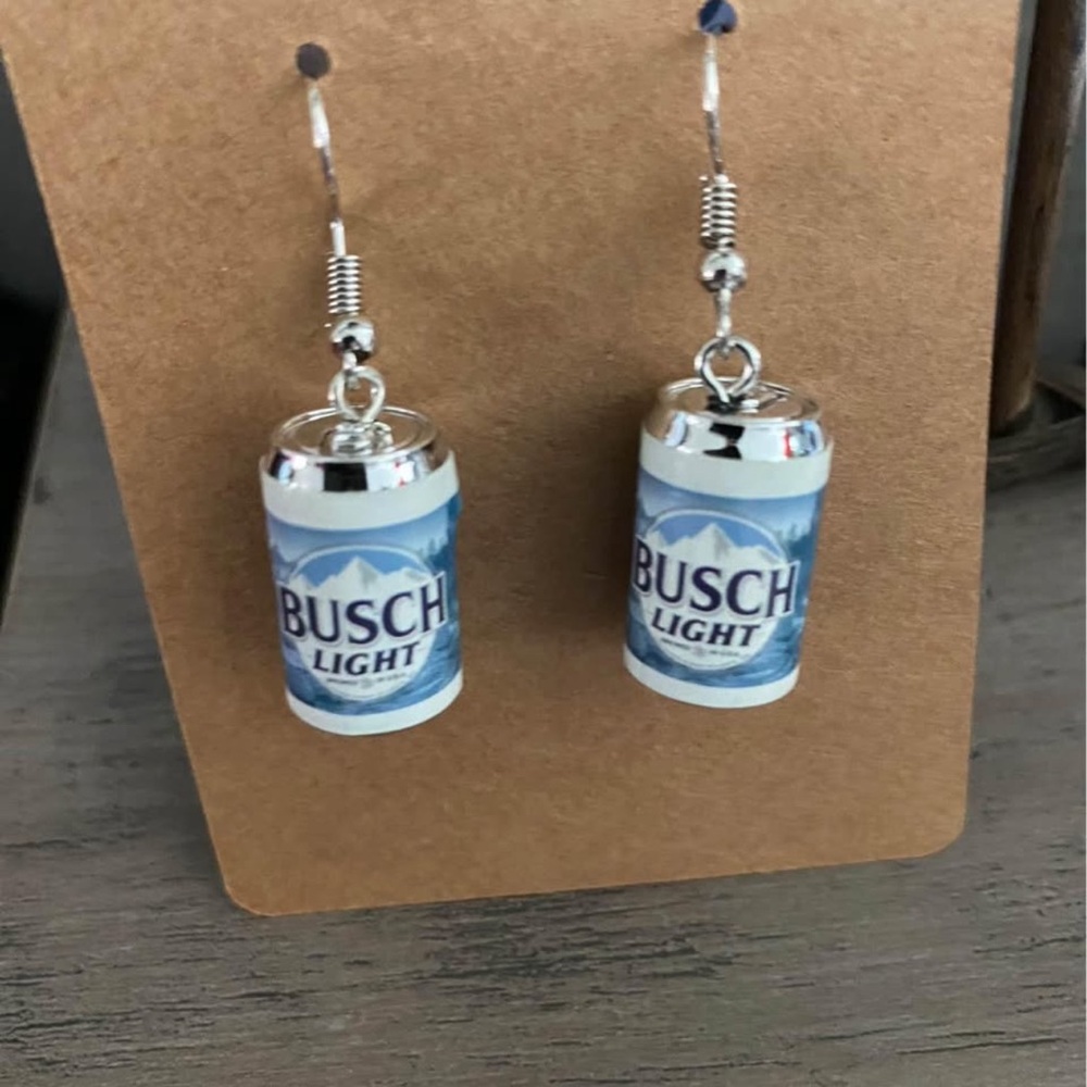 Can Earrings - Silver and Blue